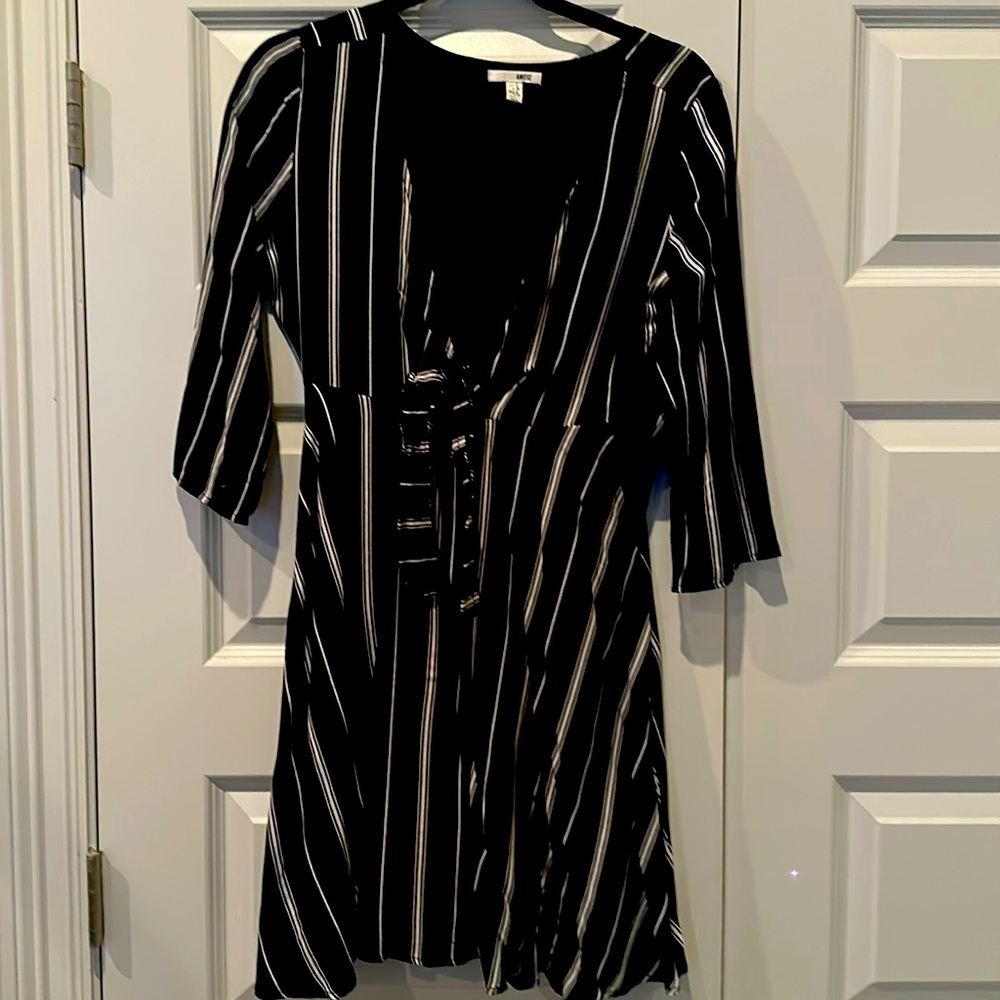 Black and white striped mini dress